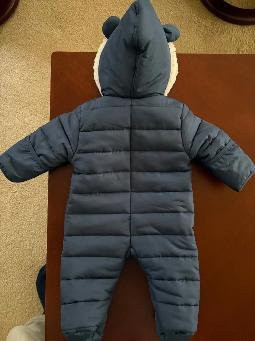 Little Lad Baby Snowsuit Size 0-3 Months Blue Puffer Hooded Front Zip